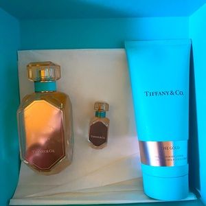 Tiffany and Co. Rose gold perfume, lotion and mini perfume.